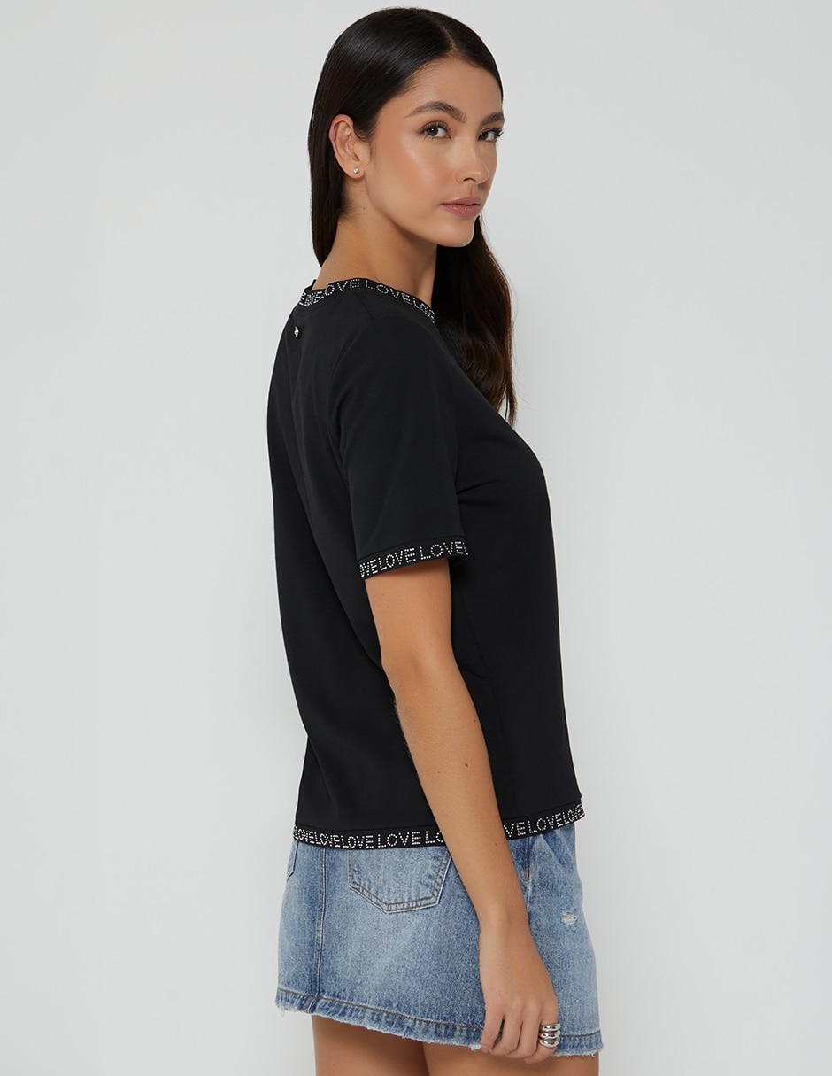 Playera manga corta love cuello redondo para mujer 5