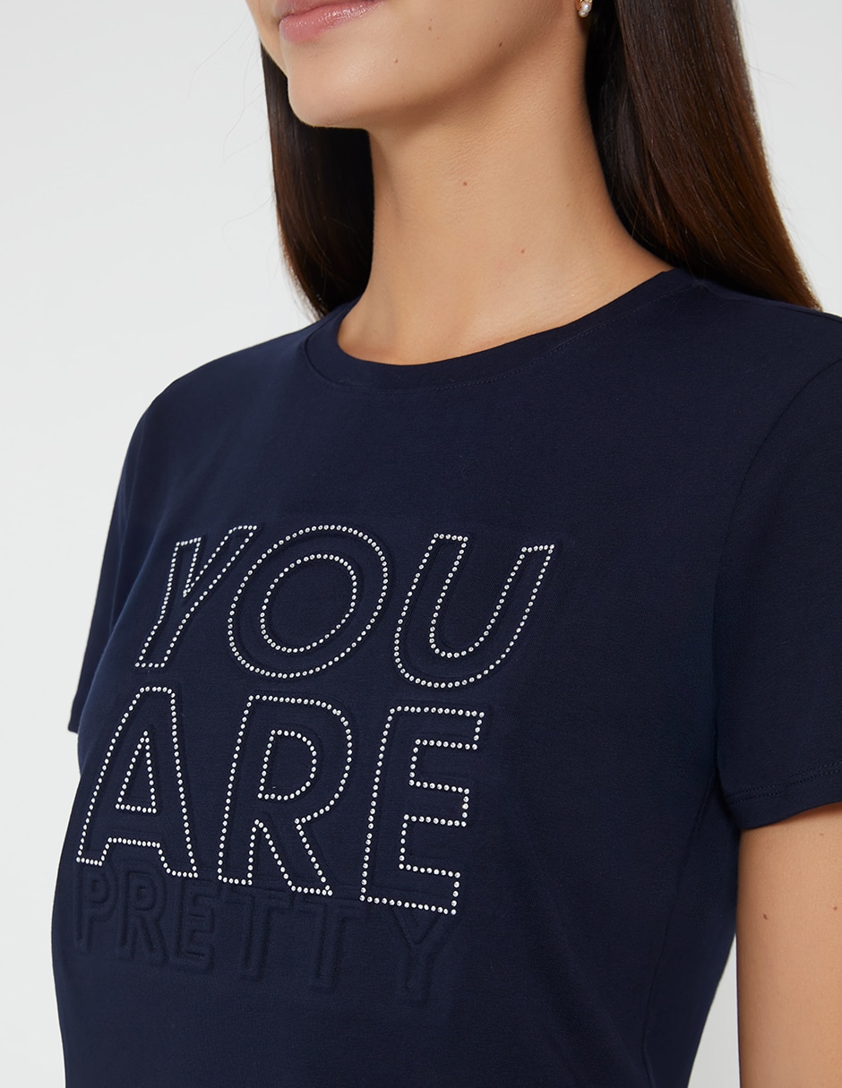 Playera manga corta amore cuello redondo para mujer 4