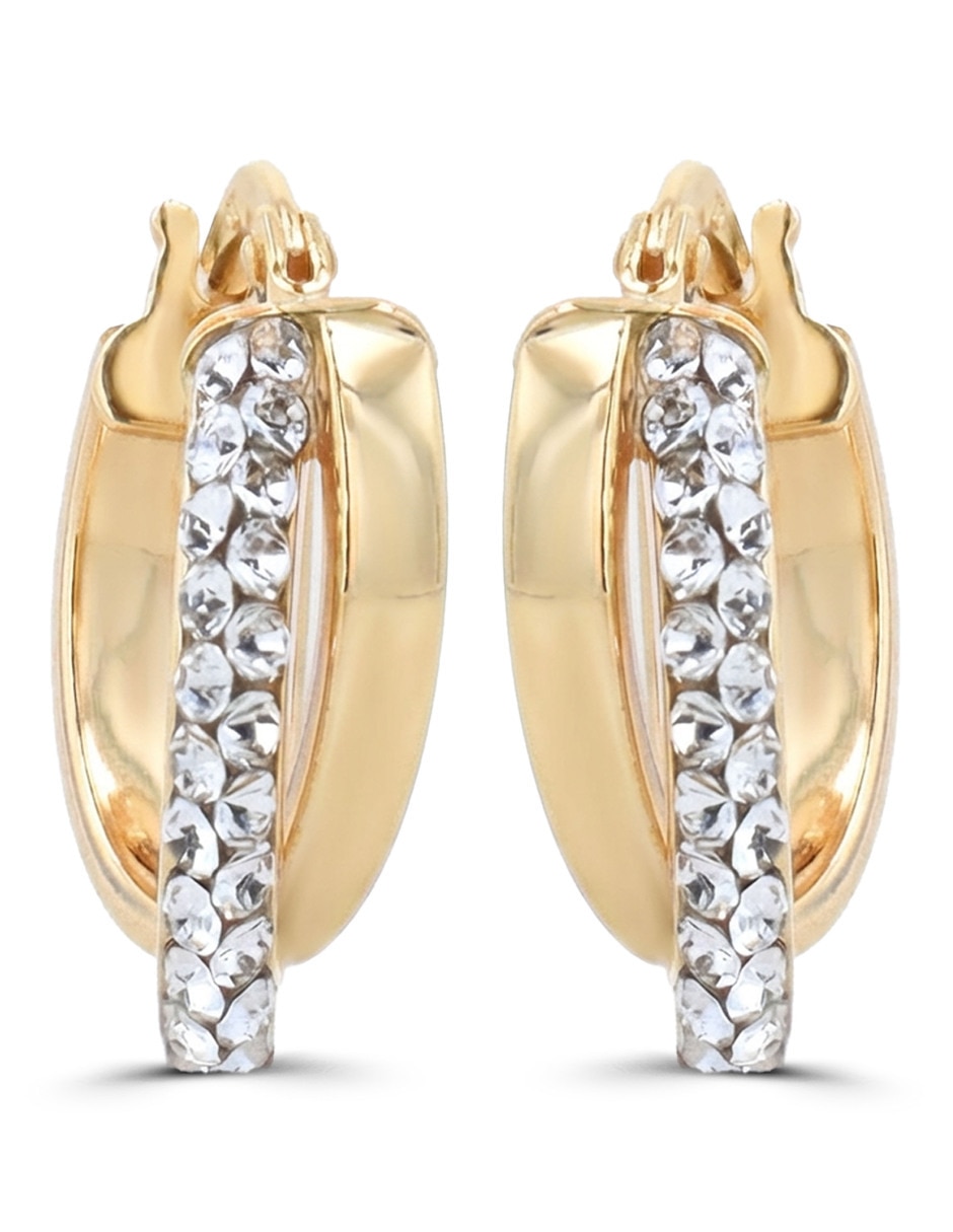 Arracadas de oro amarillo 10 k con acabado brillante zirconia Arracadas de oro amarillo 10 k con acabado brillante zirconia