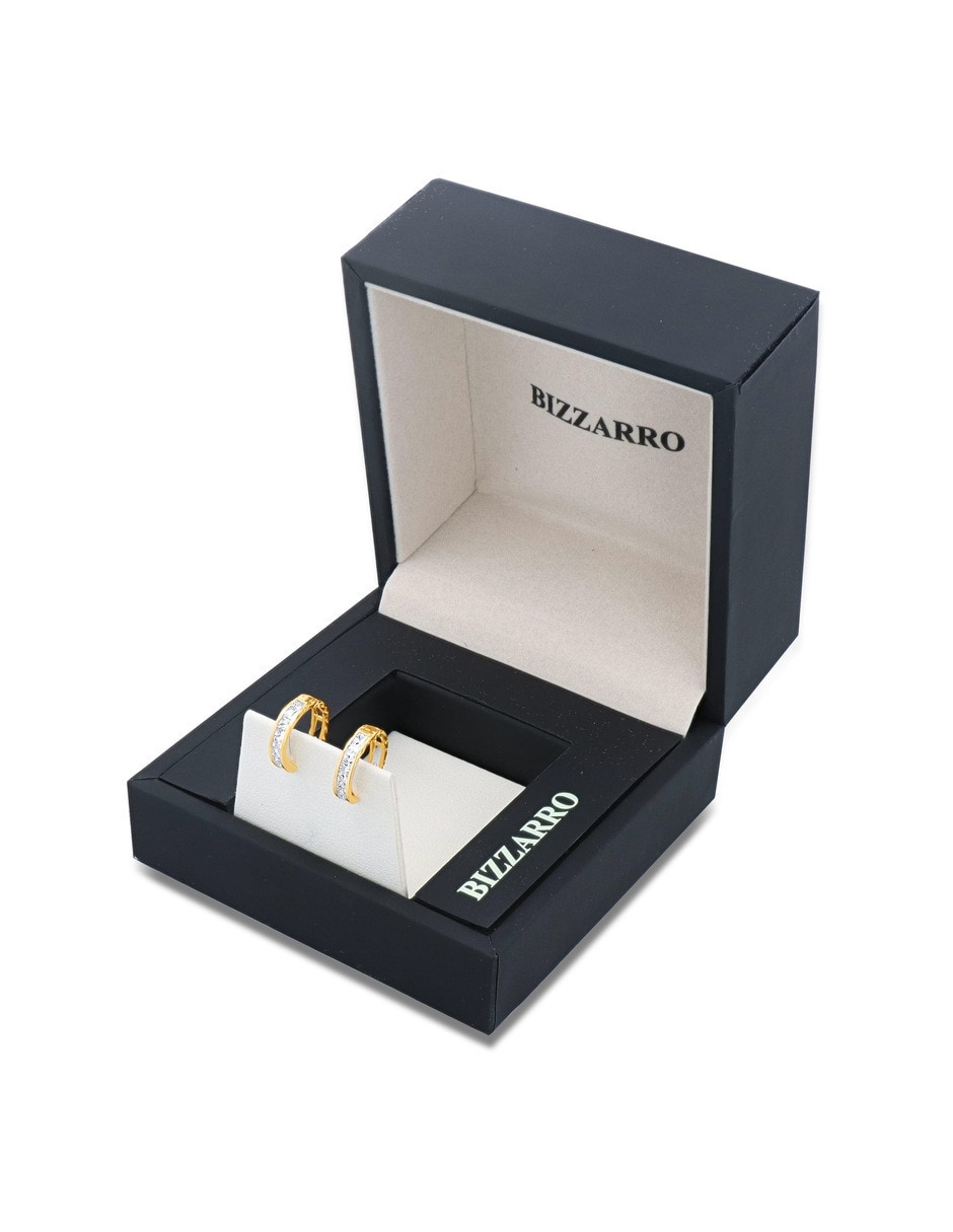 Arracadas de oro amarillo 14 k con acabado brillante zirconia 3