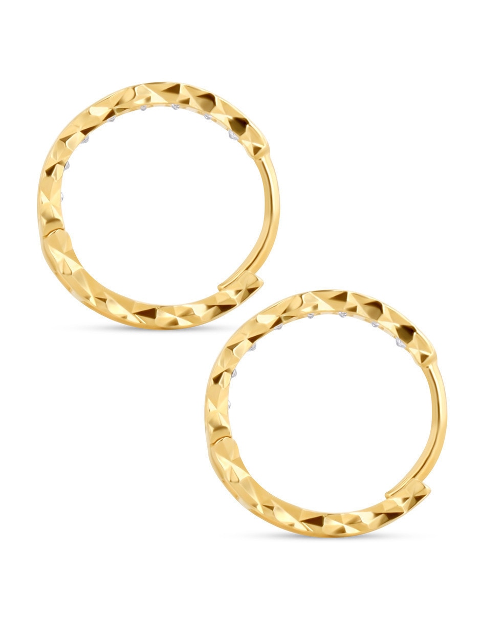 Arracadas de oro amarillo 14 k con acabado brillante zirconia 4