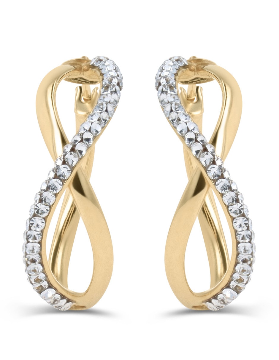 Arracadas de oro amarillo 10 k con acabado brillante zirconia Arracadas de oro amarillo 10 k con acabado brillante zirconia