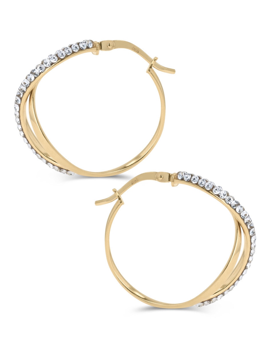Arracadas de oro amarillo 10 k con acabado brillante zirconia 4