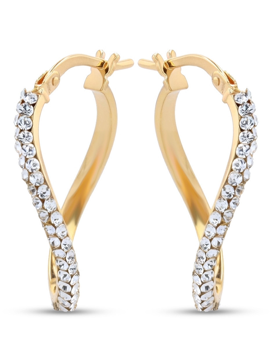Arracadas de oro amarillo 10 k con acabado brillante zirconia Arracadas de oro amarillo 10 k con acabado brillante zirconia