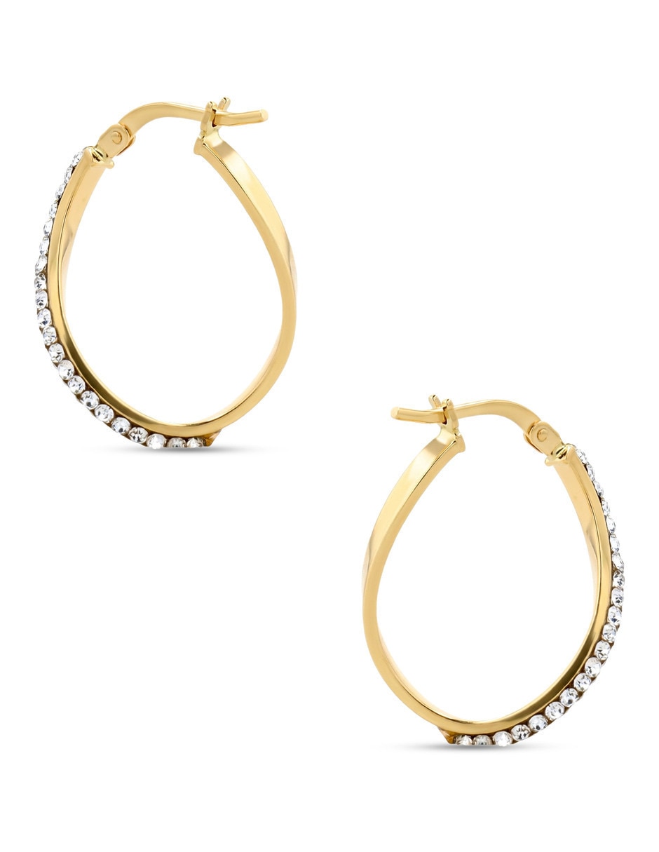 Arracadas de oro amarillo 10 k con acabado brillante zirconia 4