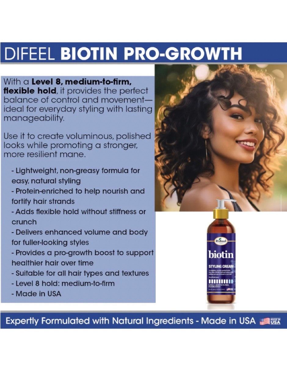 Crema para peinar para cabello todo tipo crema estilizadora biotin 340 gr difeelpara volumen 3