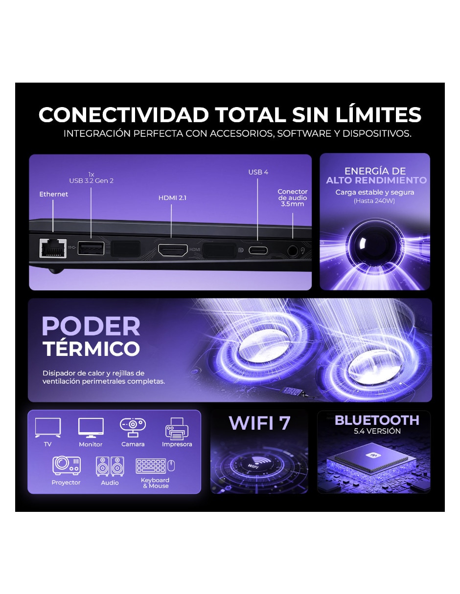 Laptop gamer 16 pulgadas qhd+ intel core ultra 7 nvidia geforce rtx 4070 16 gb ram 1 tb 4