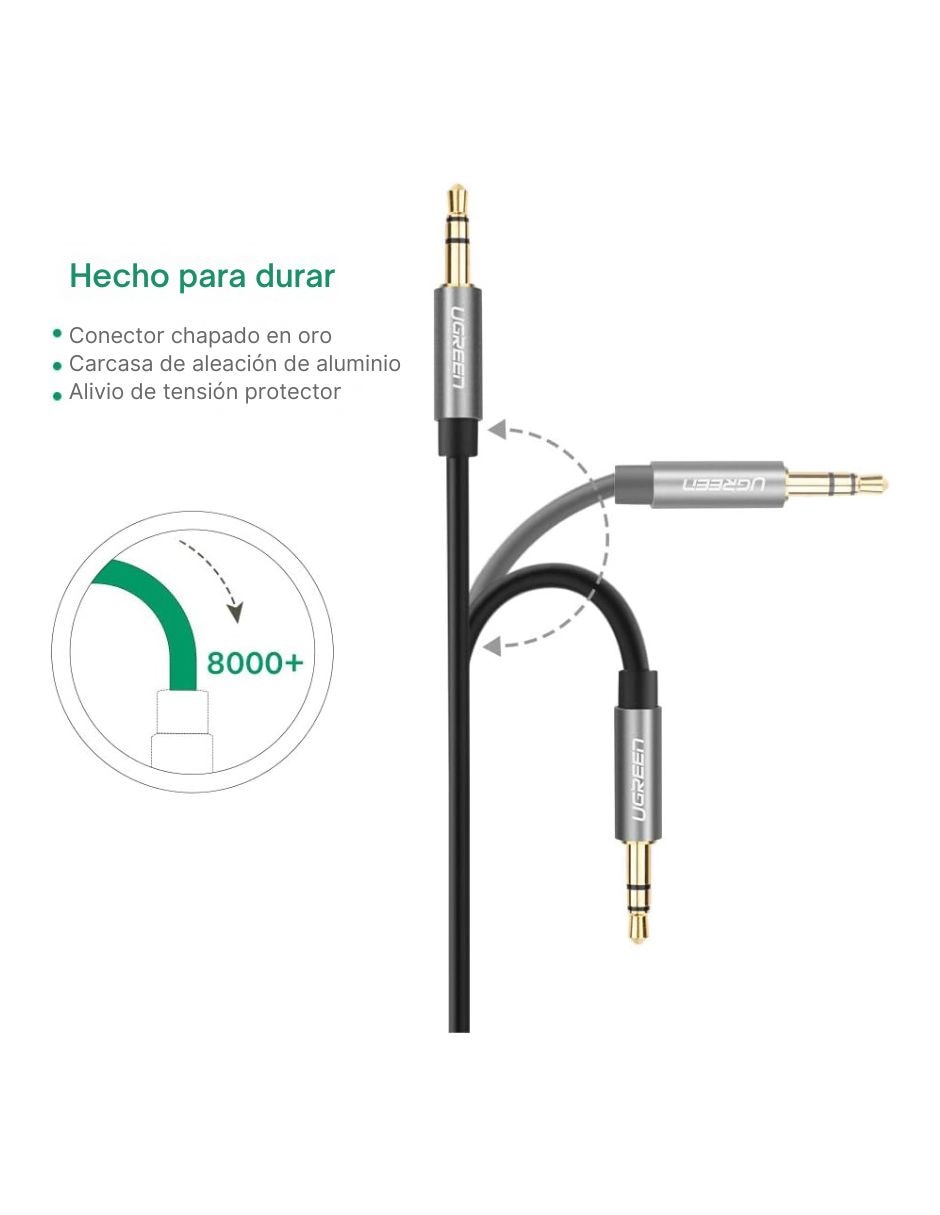 Cable auxiliar auxiliar 3.5 mm a tipo auxiliar 3.5 mm de 2 m 2