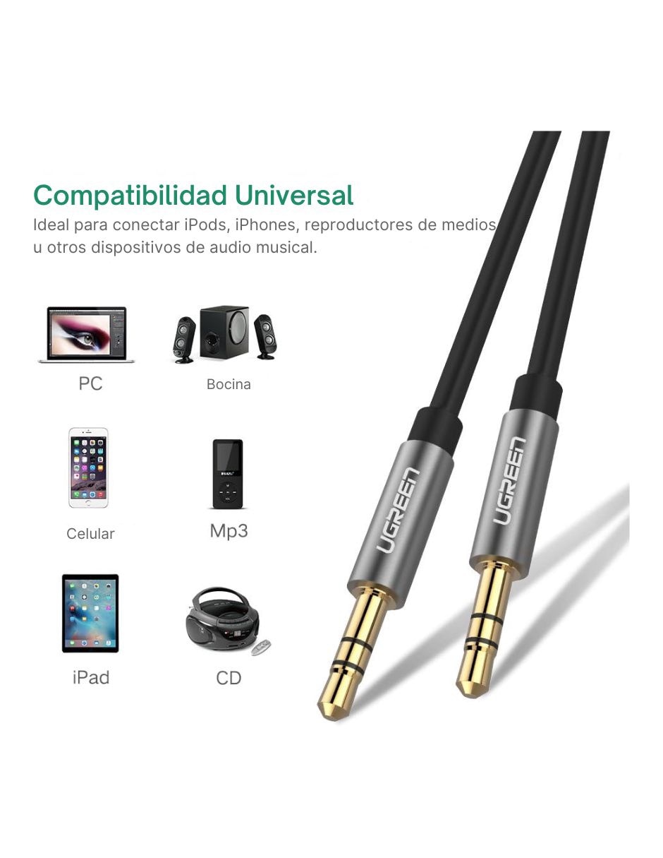 Cable auxiliar auxiliar 3.5 mm a tipo auxiliar 3.5 mm de 2 m 5