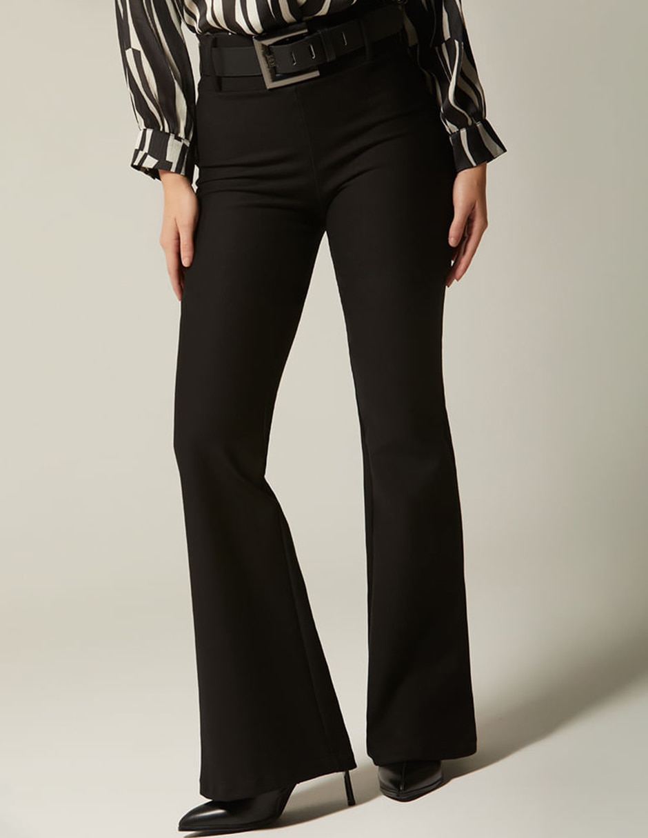Pantalón Relaxed Animal In Black Acampanado para mujer