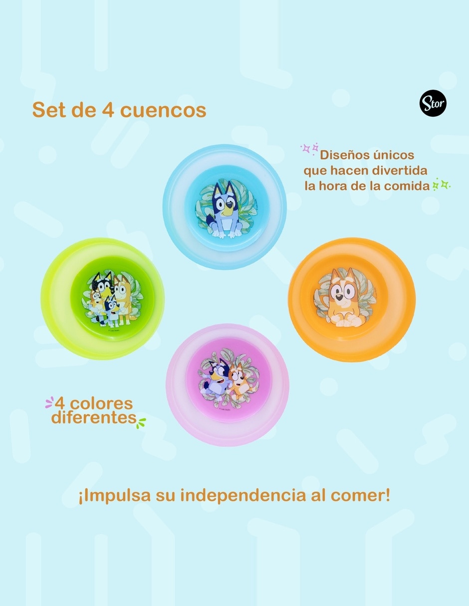 Kit vajilla infantil Bluey de plástico 4
