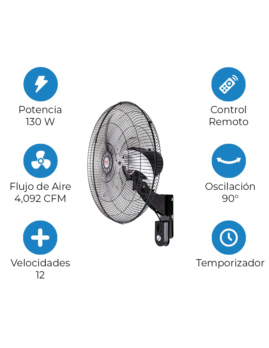 Ventilador de pared con control remoto velocidades 6