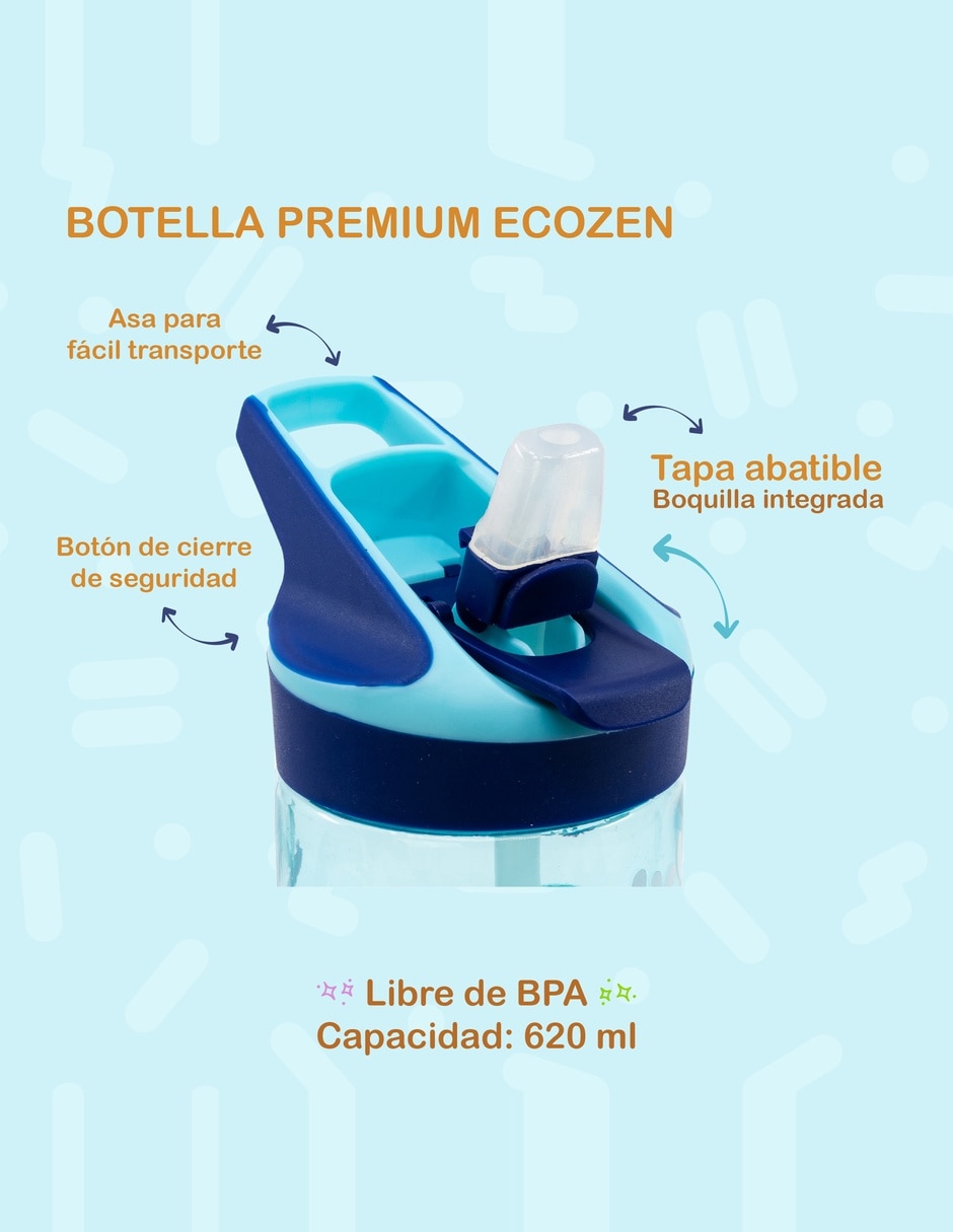 Botella con popote de tritán con tapa a prueba de derrame 621 ml 3
