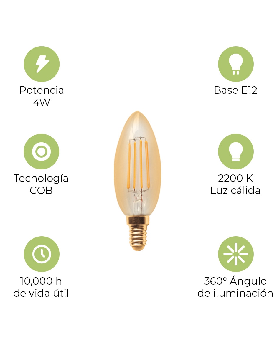 Foco LED 4 W de consumo 4 W de iluminación 300 lúmenes 2