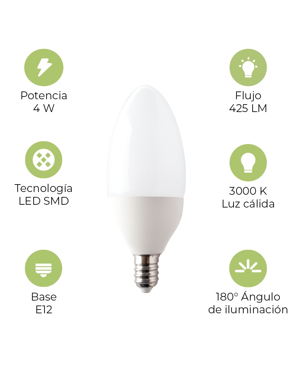 Foco LED 4 W de consumo 4 W de iluminación 400 lm lúmenes 2