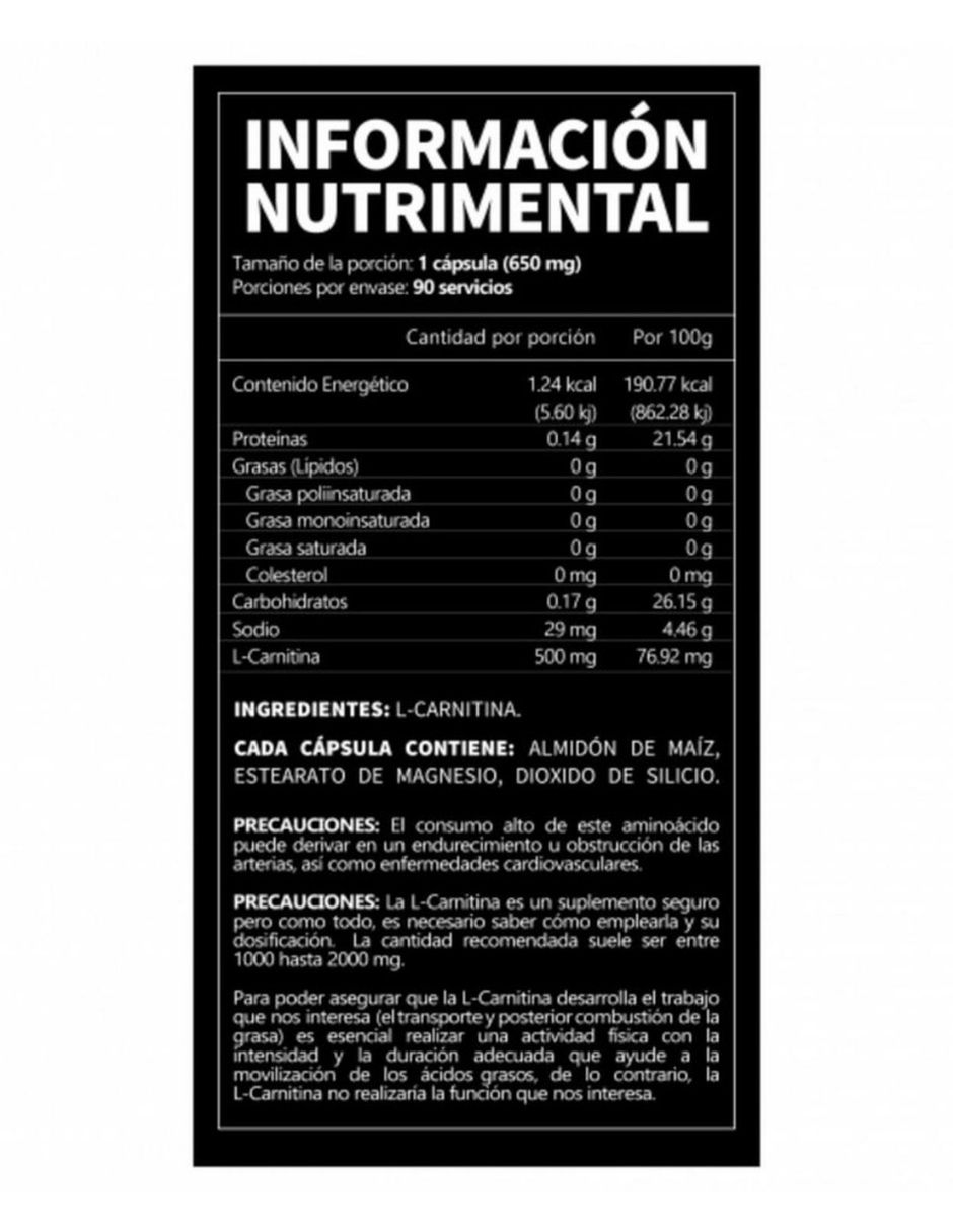 Suplemento l-carnitine 43 90 cápsulas quema grasa y energía 2