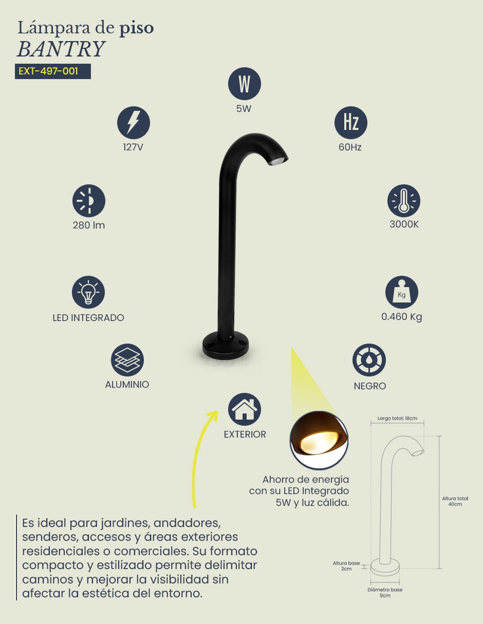 Lámpara de pie Bantry 6