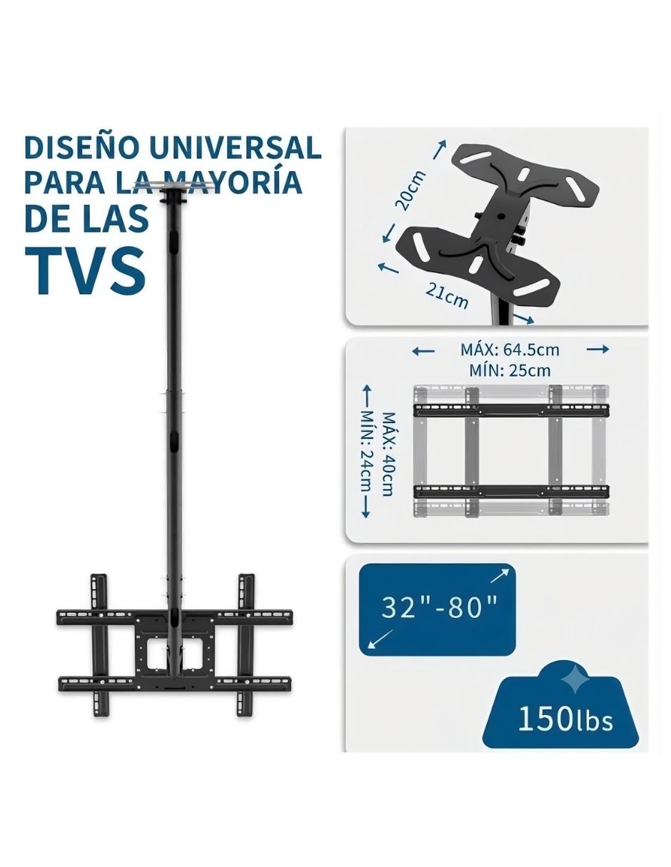Soporte de techo north bayou para pantalla inclinable 32 - 80 pulgadas 2