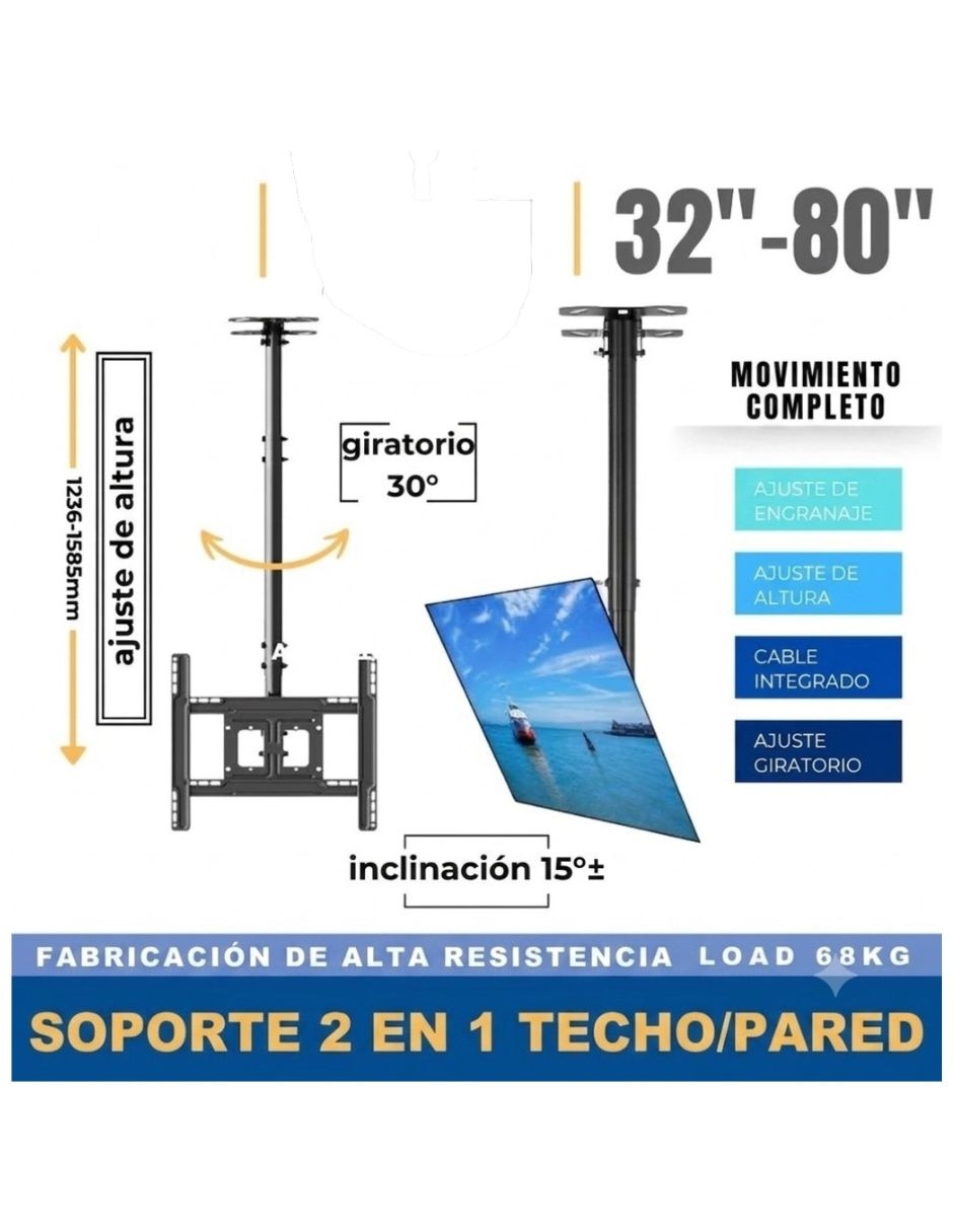 Soporte de techo north bayou para pantalla inclinable 32 - 80 pulgadas 6