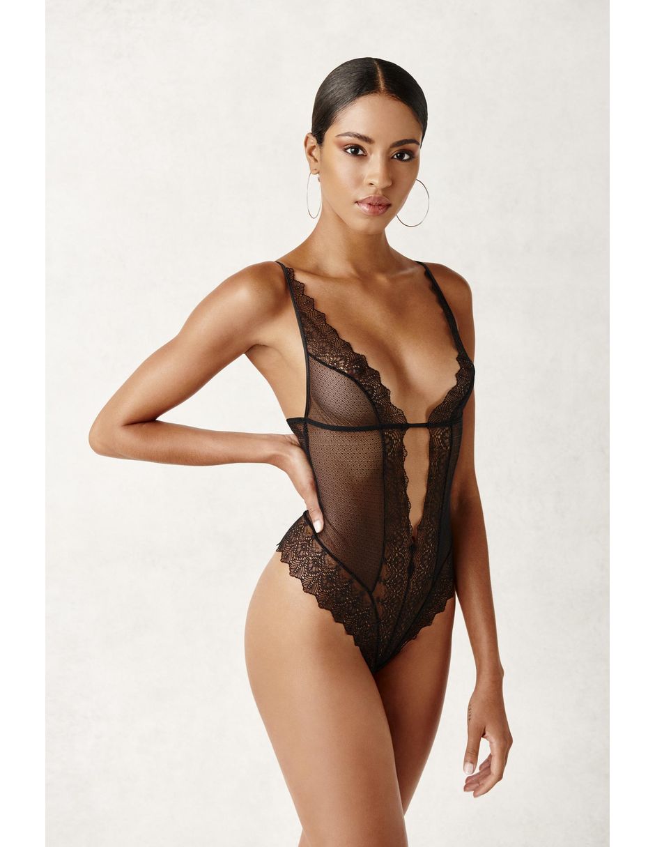 Body cuello con escote escote v para mujer 11