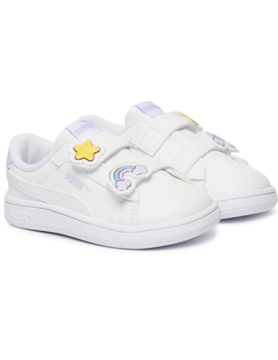 Tenis puma para bebé niña smash 3.0 badges