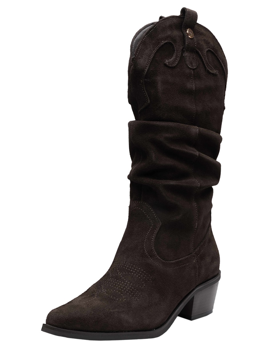 Bota cowboy arriba de la rodilla de piel para mujer 2