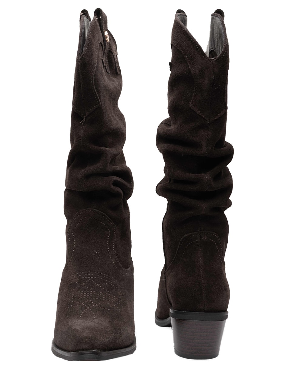 Bota cowboy arriba de la rodilla de piel para mujer 4