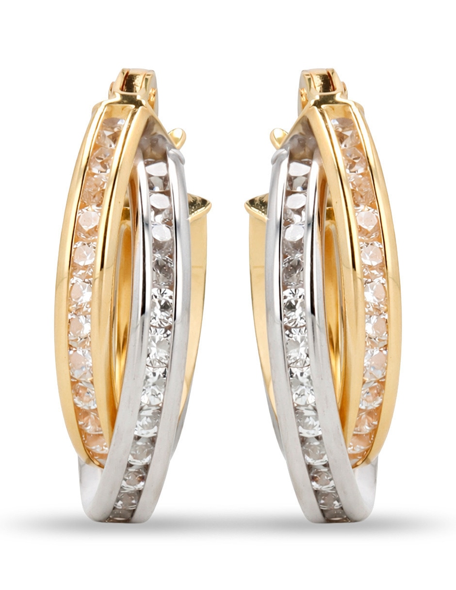 Arracadas de oro amarillo 10 k con acabado brillante zirconia Arracadas de oro amarillo 10 k con acabado brillante zirconia