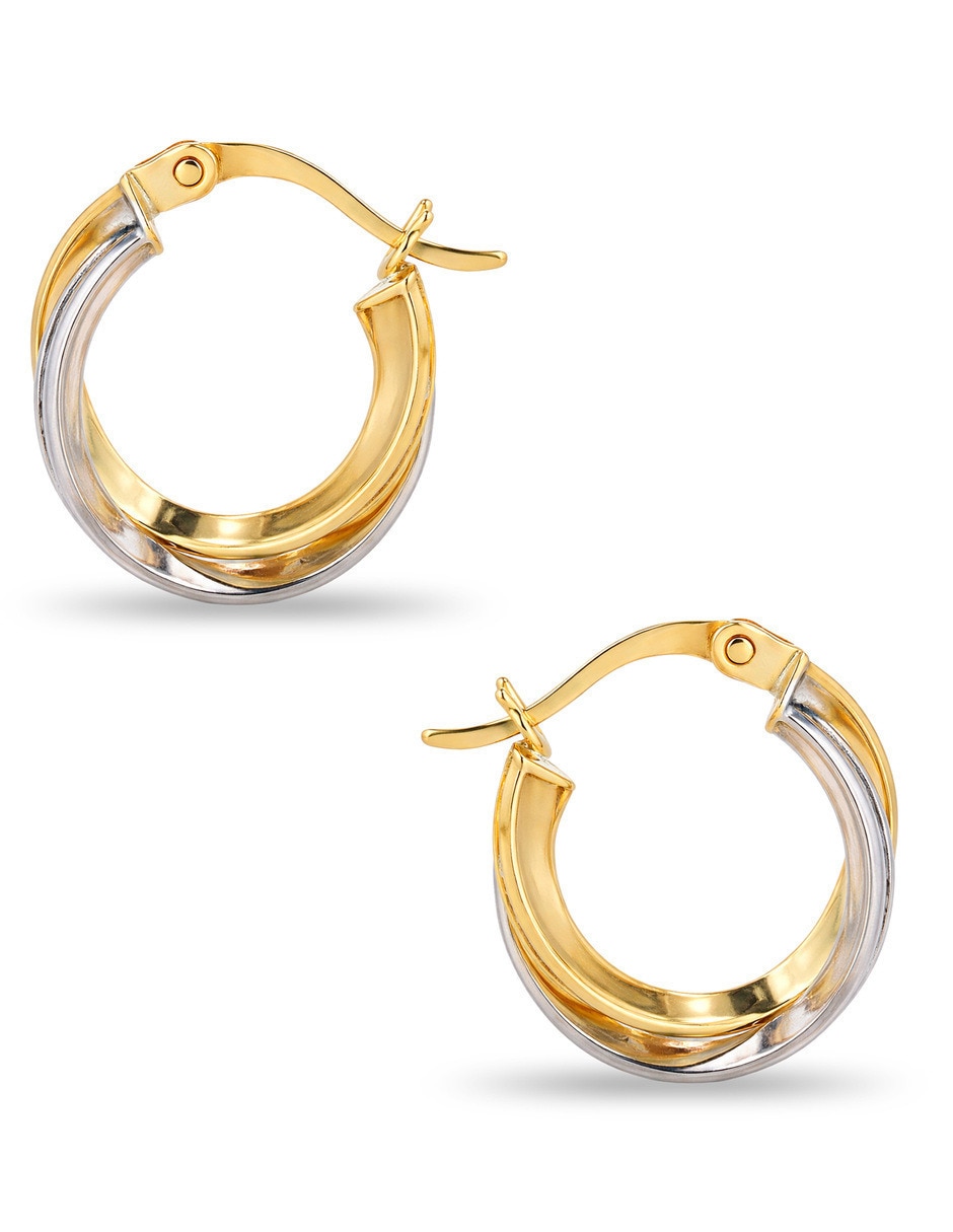 Arracadas de oro amarillo 10 k con acabado brillante zirconia 4