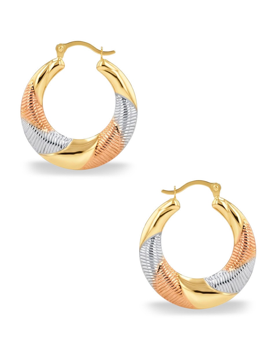 Arracadas de oro florentino 14 k con acabado brillante 4