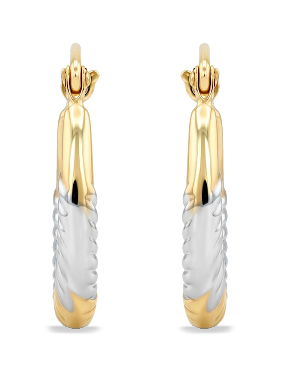 Arracadas de oro amarillo 14 k con acabado brillante