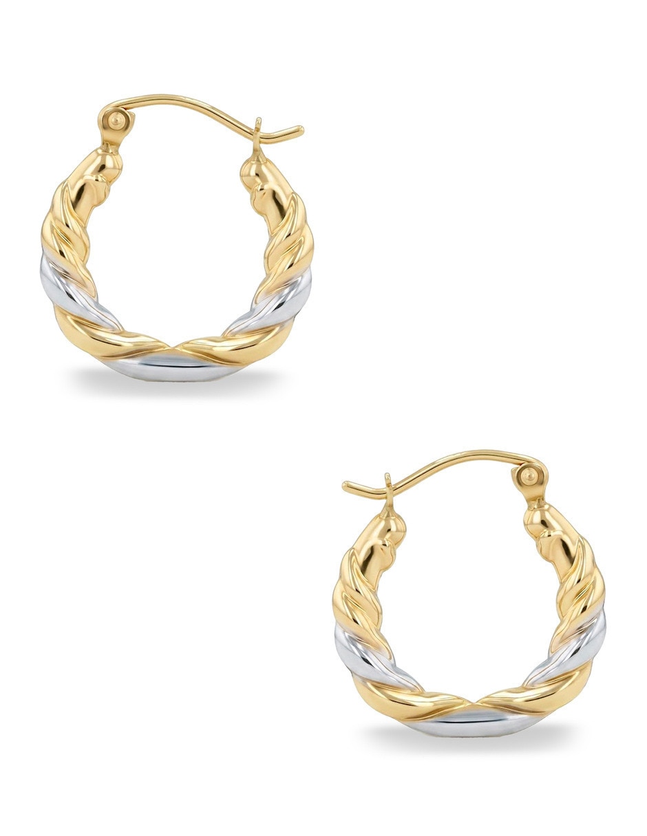 Arracadas de oro amarillo 14 k con acabado brillante 4