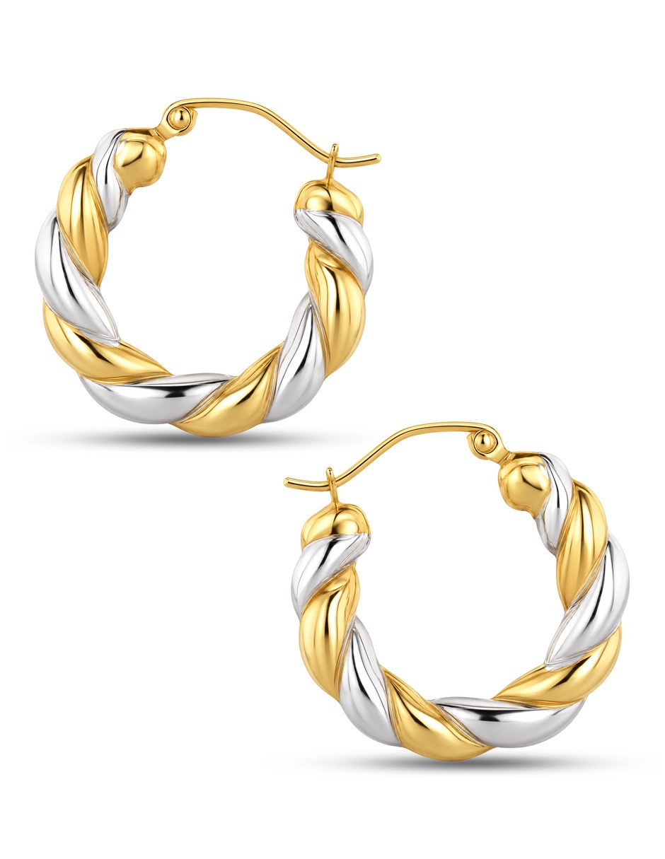 Arracadas de oro amarillo 14 k con acabado brillante 4