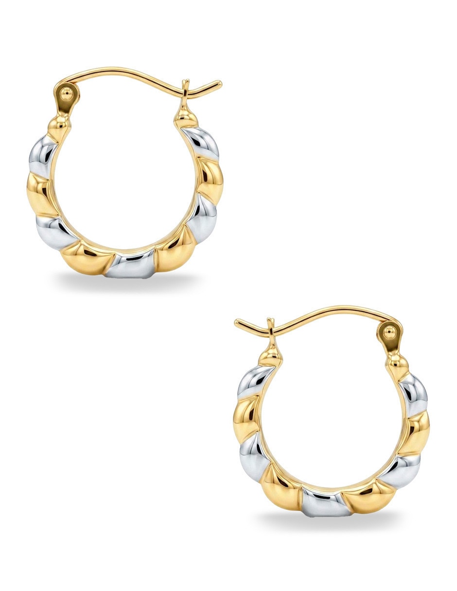 Arracadas de oro amarillo 14 k con acabado brillante 4