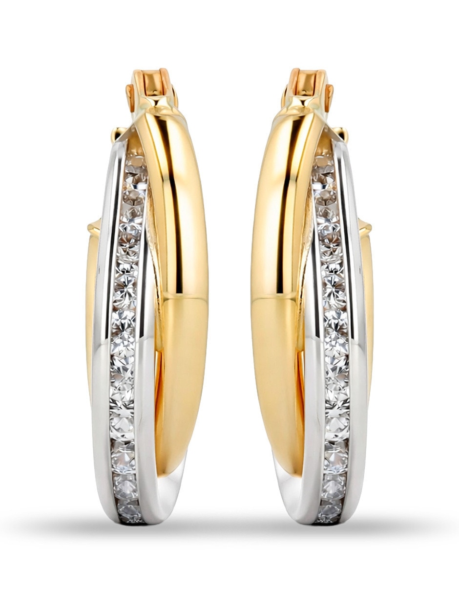 Arracadas de oro amarillo 10 k con acabado brillante zirconia Arracadas de oro amarillo 10 k con acabado brillante zirconia