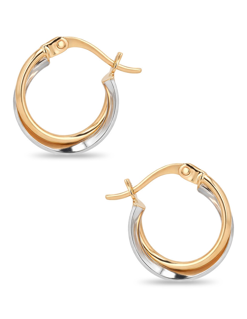 Arracadas de oro amarillo 10 k con acabado brillante zirconia 4