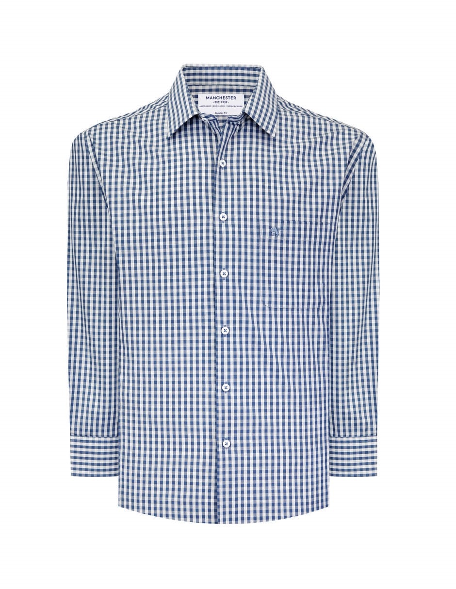 Camisa casual manchester de algodón manga larga para hombre