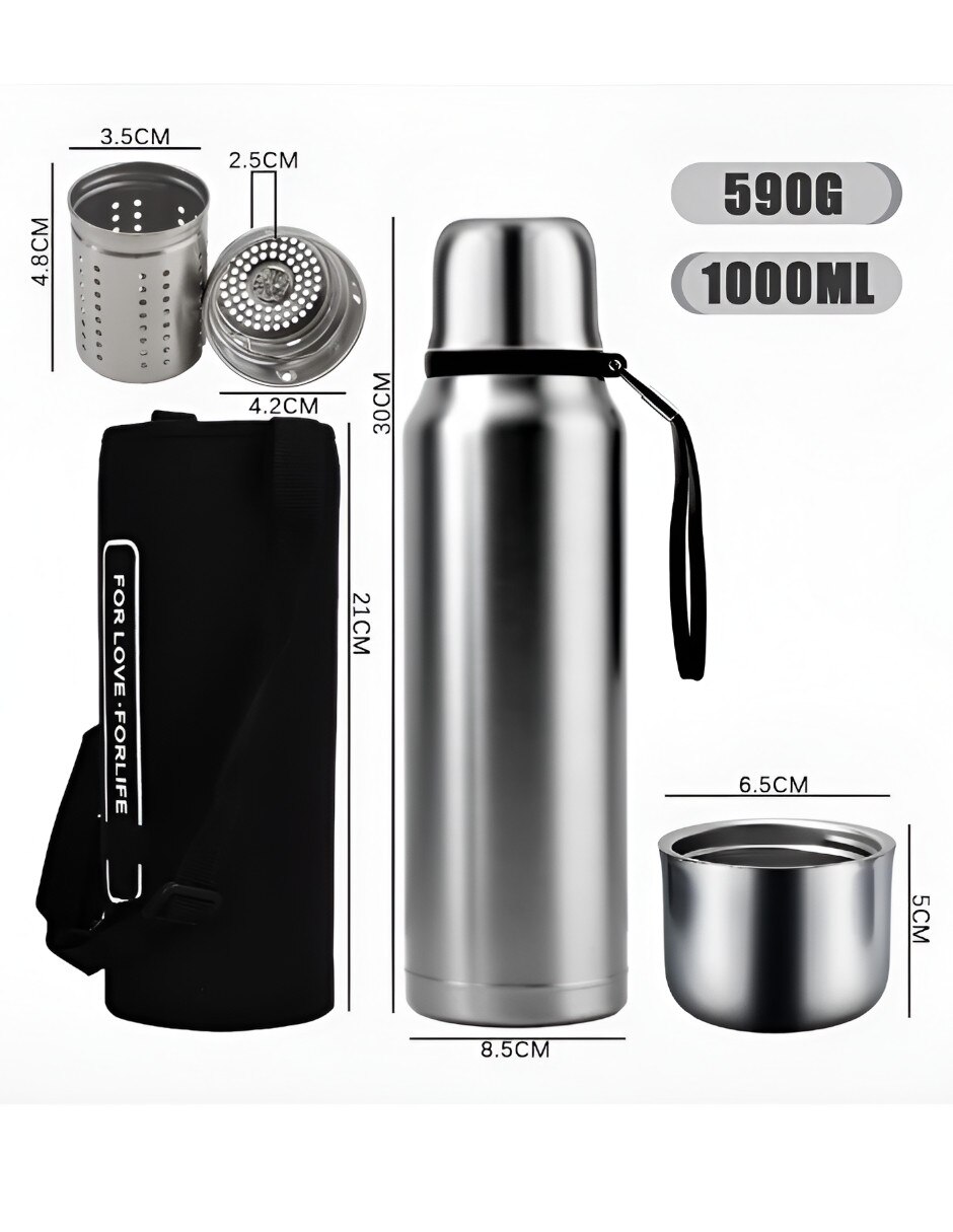 Termo de acero inoxidable con tapa rosca 1L 4