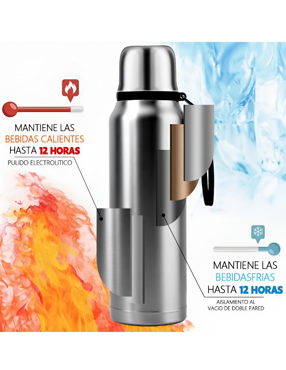 Termo de acero inoxidable con tapa rosca 1L 2