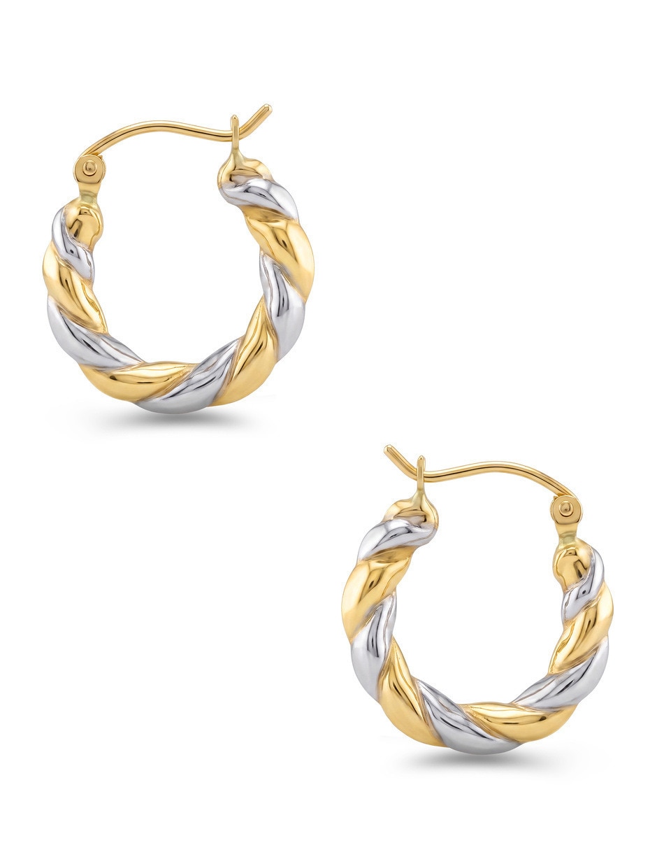 Arracadas de oro amarillo 14 k con acabado brillante 4