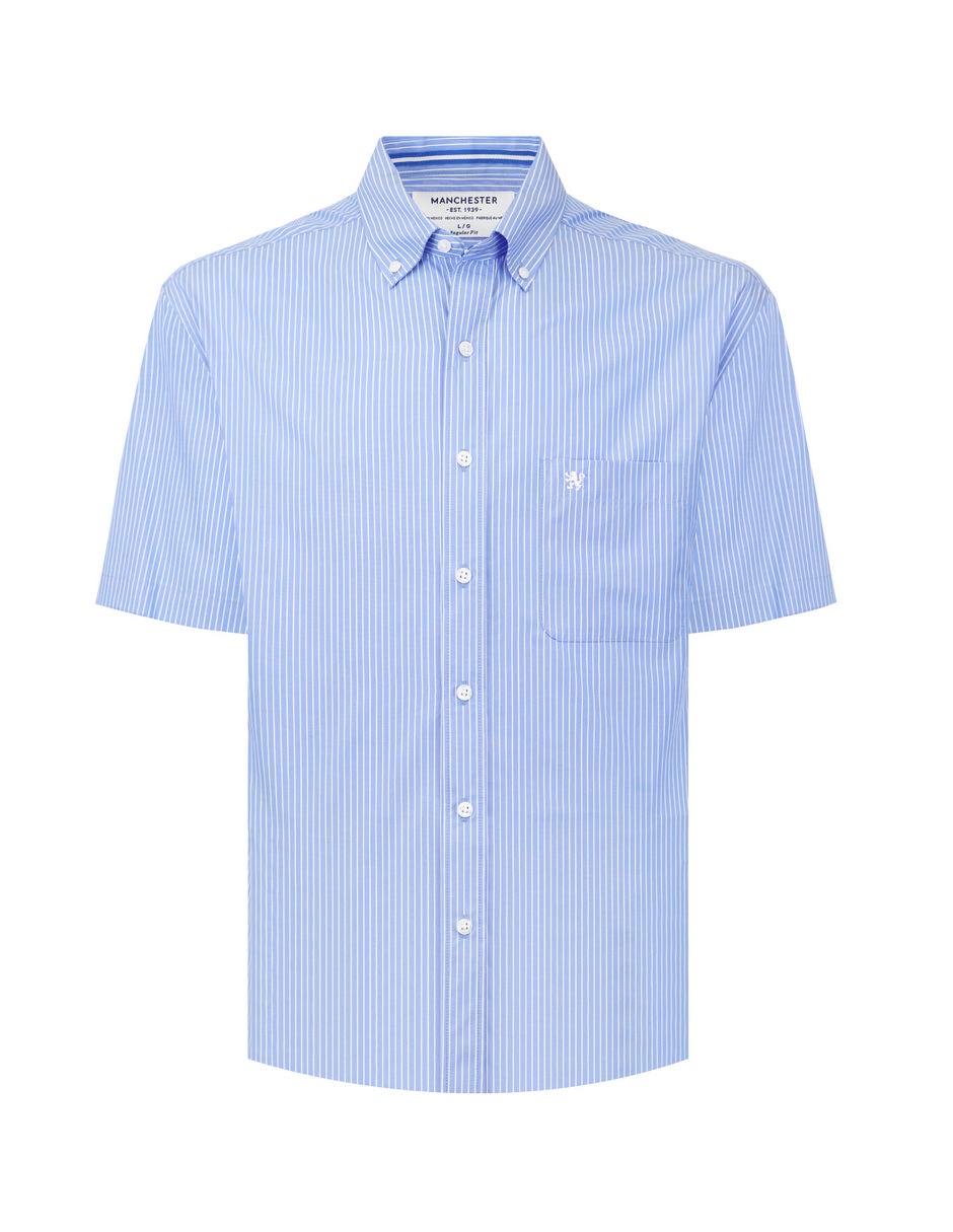 Camisa casual manchester de algodón manga corta para hombre
