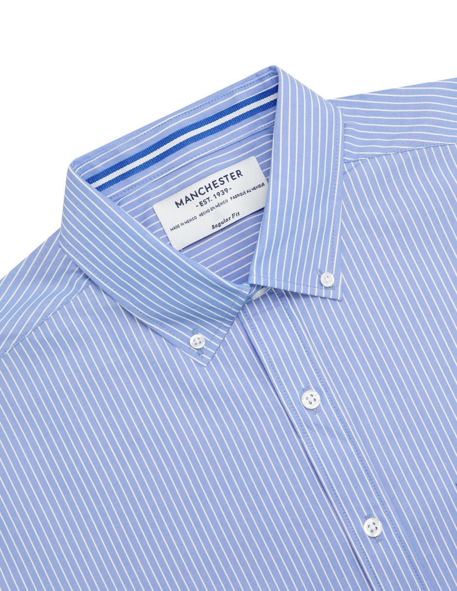 Camisa casual manchester de algodón manga corta para hombre