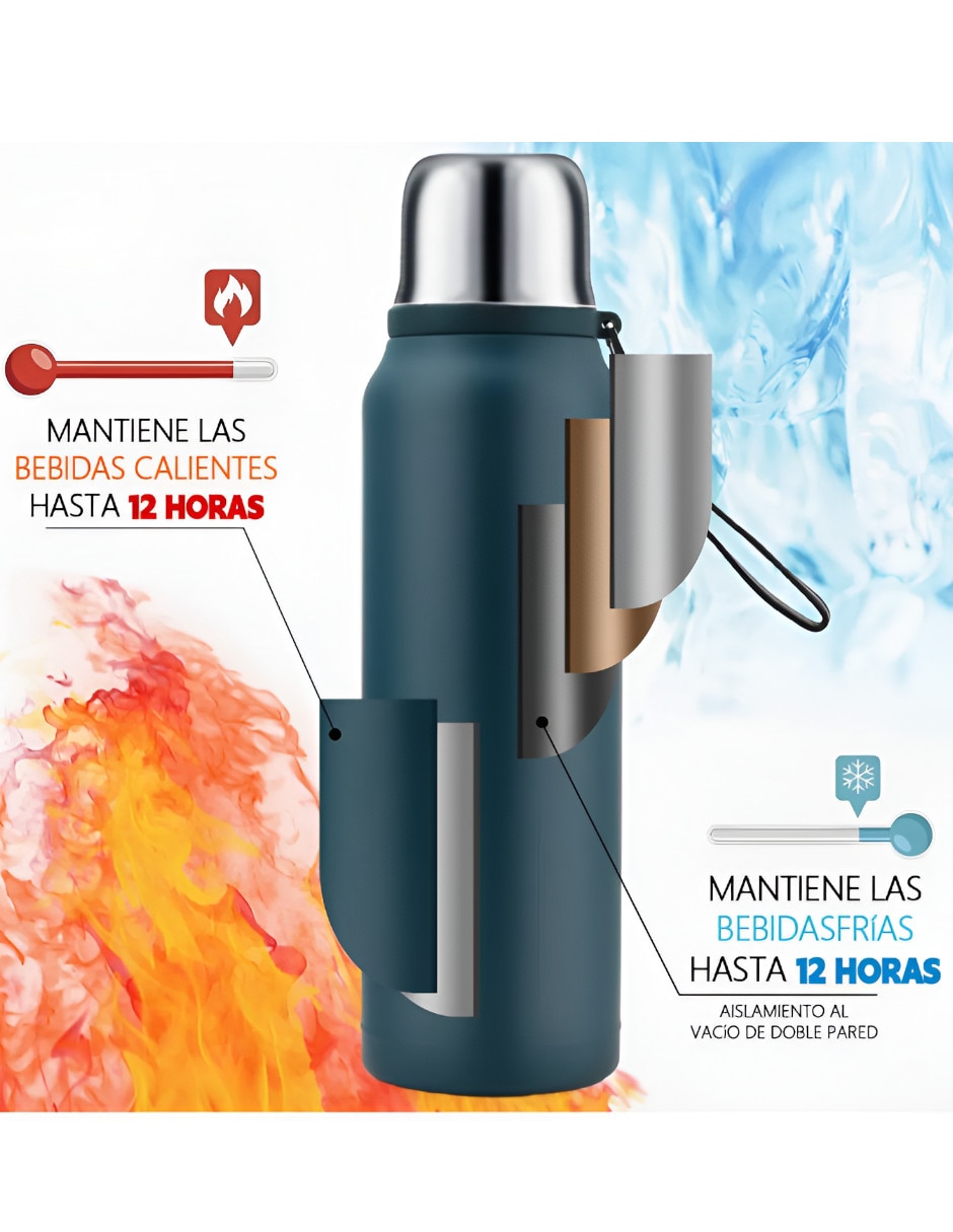 Termo de acero inoxidable con tapa rosca 1 L 3
