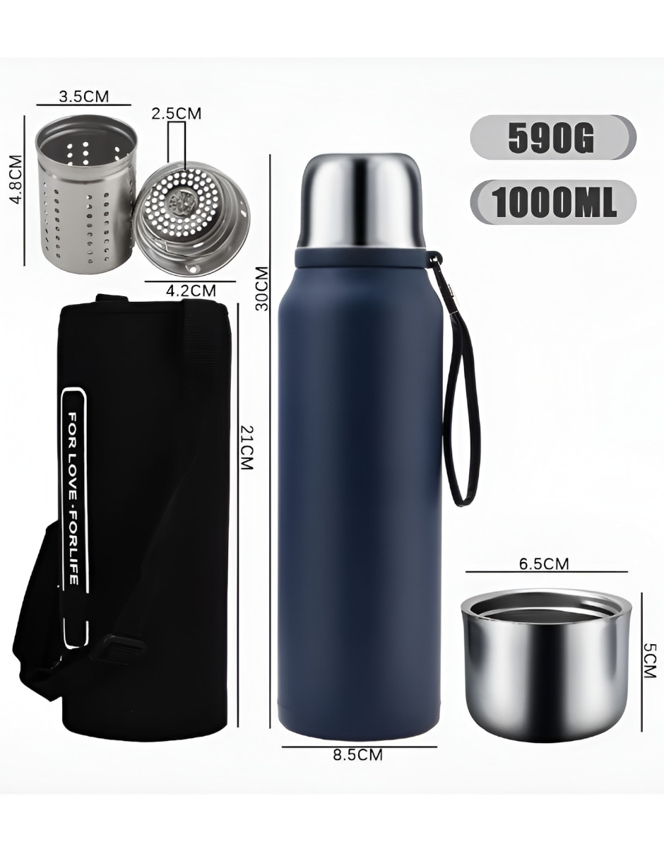Termo de acero inoxidable con tapa rosca 1L