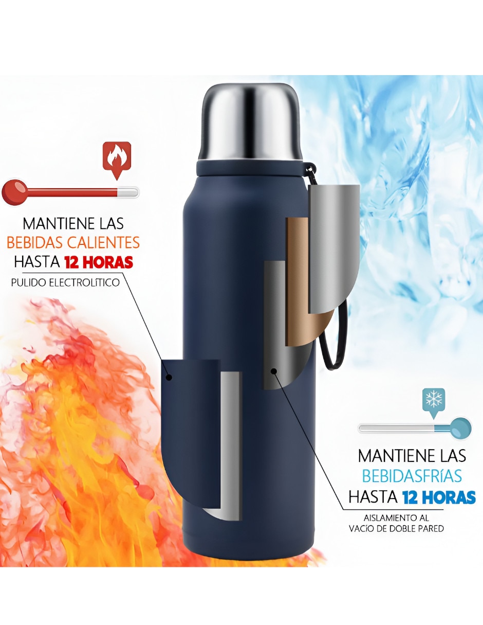 Termo de acero inoxidable con tapa rosca 1L