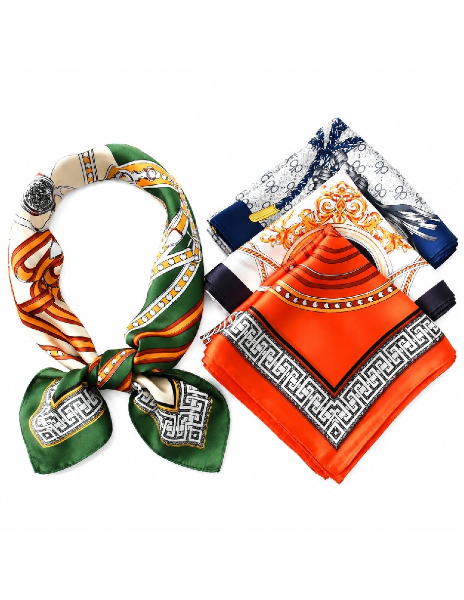 Kit pashmina con estampado diferentes diseños de satín para mujer Kit pashmina con estampado diferentes diseños de satín para mujer
