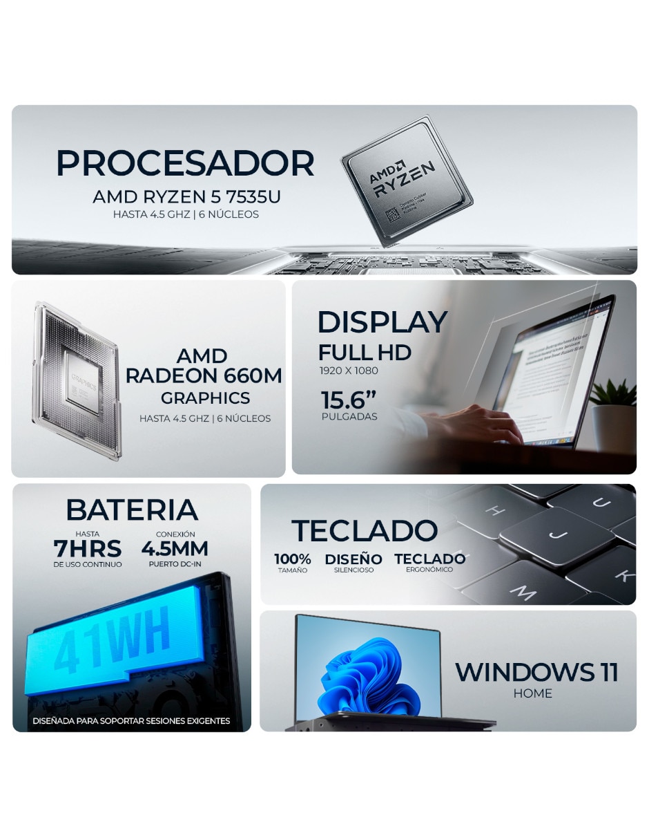 Laptop C7GN5AT#ABM 15.6 pulgadas Full HD AMD Ryzen 5 Integradas 8 GB RAM 512 GB SSD 3