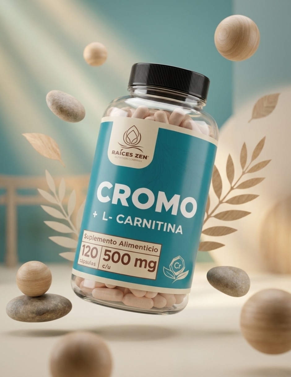 Cromo + L-Carnitina 120 Cápsulas RAÍCES ZEN con cromo 3