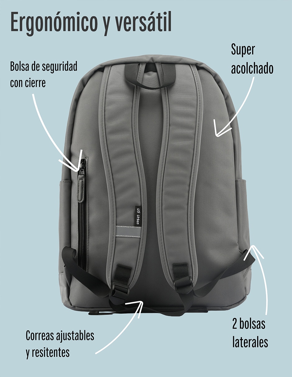 Mochila con portalaptop lisa unisex 3