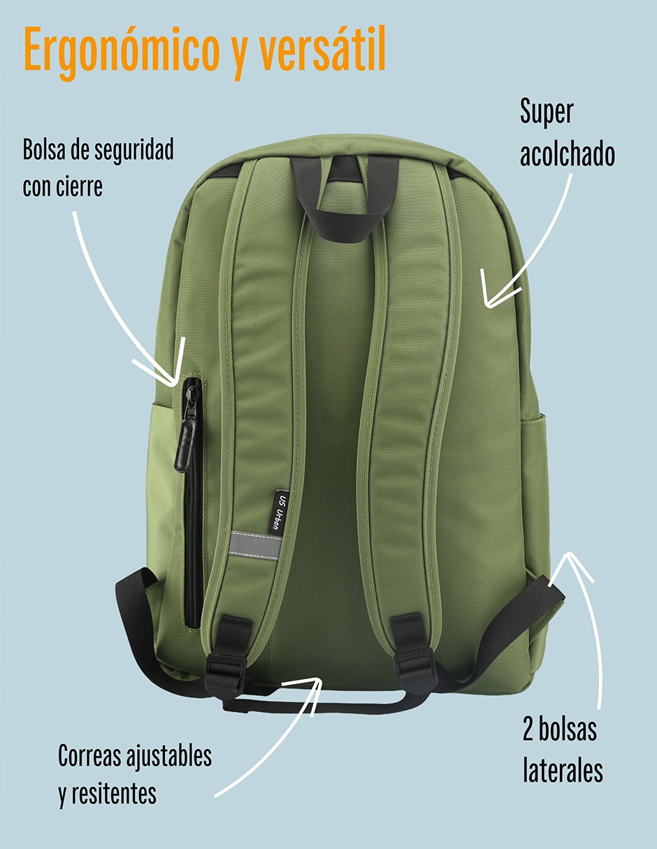 Mochila con portalaptop lisa Us Urban unisex